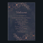 Navy Blue & Rose Gold Foil Chic Wedding Ceremony Programme<br><div class="desc">Navy Blue & Rose Gold Foil Floral Border Wedding Design with hand drawn flowers, Leaves, and watercolor background. A Chic and Modern Look for an Autumn Fall or winter wedding, with bold colour palette : Navy blue, and rose gold faux foil details. Hand drawn Floral elements, Modern trendy Script Font...</div>