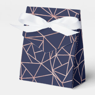 Navy Blue Rose Gold Foil Geometric Polygon Favour Box