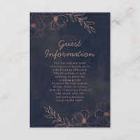 Navy Blue & Rose Gold Foil Wedding Information