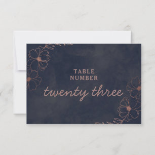 Navy Blue & Rose Gold Foil Wedding Table Numbers