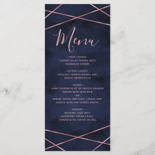 Navy Blue & Rose Gold Geometric Wedding Menu