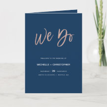 Navy Blue & Rose Gold Glam Wedding Program Booklet