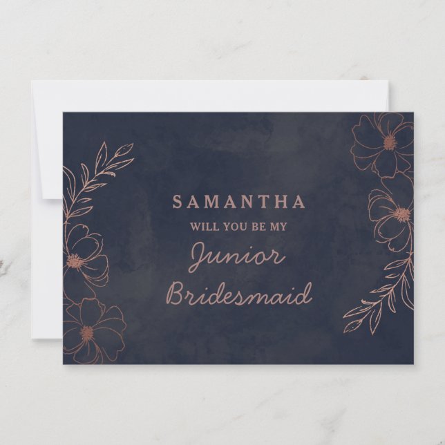 Navy Blue & Rose Gold Junior Bridesmaid Proposal (Front)