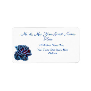 Navy Blue Rose Gold Leaf Address Label