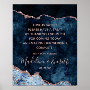 Navy Blue Rose Gold Love is Sweet Treat Table Sign