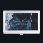 Navy Blue Rose Gold Watercolor Marble Agate Gilded Business Card Holder<br><div class="desc">Navy Blue & Rose Gold Foil Watercolor Marble Agate Gilded Geode Design,  with Modern and Script fonts. Trendy and Chic
Business Card Case! ~ Check my shop to see the entire suite for this design!</div>