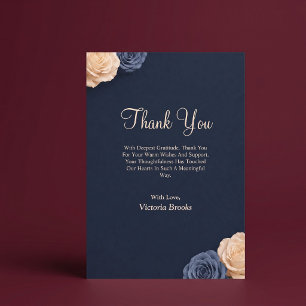 Navy Blue Rose Thank You Card