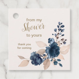 Navy blue roses Bridal Shower Thank You Favour Tags