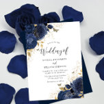 Navy Blue Roses & Gold Butterflies Wedding Invitation<br><div class="desc">Navy Blue Roses & Gold Butterflies Wedding Invitation

More elegant floral designs in our store!

See matching collection in our store</div>
