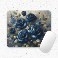 Navy Blue Roses Gold Gilding Impressionist Art
