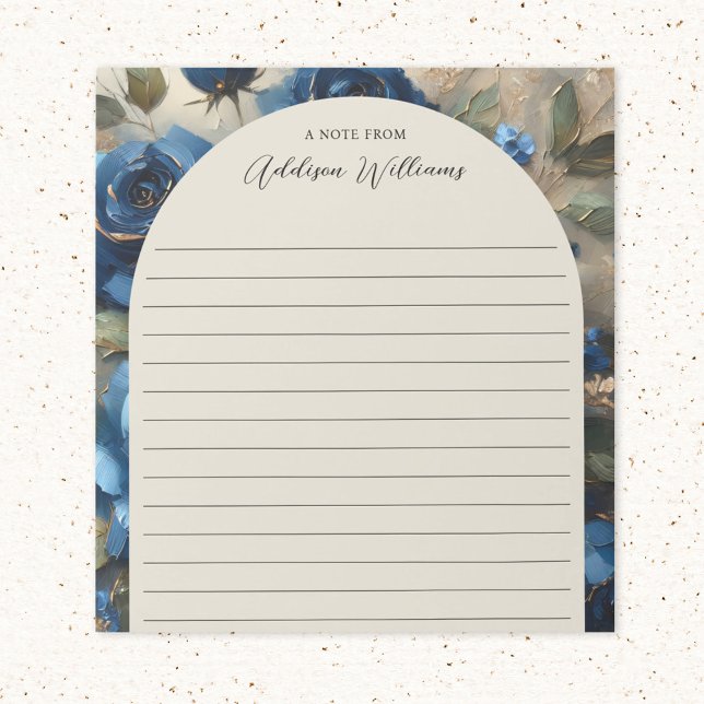 Navy Blue Roses Gold Gilding Lined Personalised Notepad (Creator Uploaded)