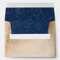 Navy Blue Roses Rustic Parchment Return Address