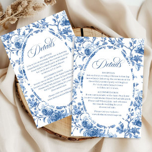 Navy Blue Roses Toile Classic Details Card Suite