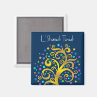 Navy Blue Rosh Hashanah Gold Tree of Life Modern