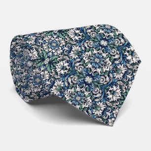 Navy Blue, Royal Blue, Forest Green... Floral Tie