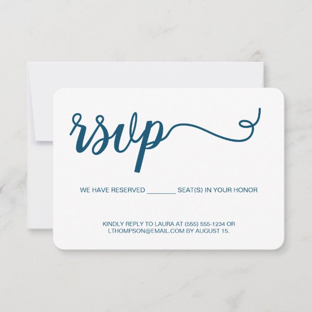 Navy Blue RSVP without mailing Reserved Seat Card (Front)