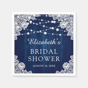 Navy Blue Rustic Bridal Shower Napkin