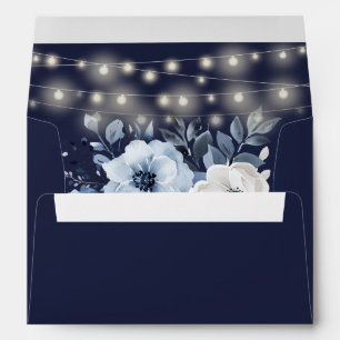 Navy Blue Rustic Floral Return Address Envelope