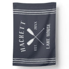 Navy Blue Rustic Oars Personalised Lake House