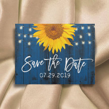 Navy Blue Rustic Sunflower Wedding Save the Date