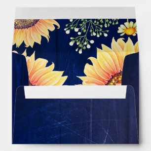 Navy Blue Rustic Sunflowers Envelopes