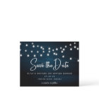 Navy Blue Rustic Wood String Lights Save The Date 