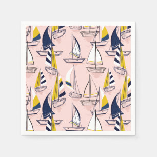 Navy Blue Sailboats Party Napkin