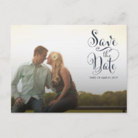 Navy Blue Save the Date Typography Announcement