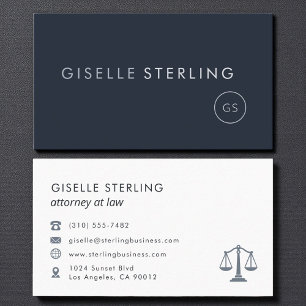 Navy Blue Scales of Justice Attorney at Law Business Card