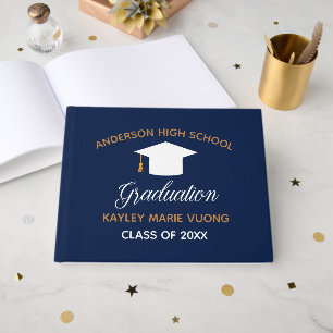 Navy Blue School Graduation Autograph 2025 Custom Guest Book