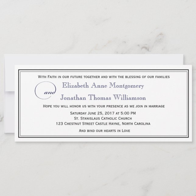 Navy Blue Script Christian Wedding Invitation (Front)