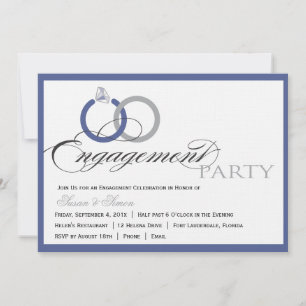 Navy Blue Script Engagement Party Invitation