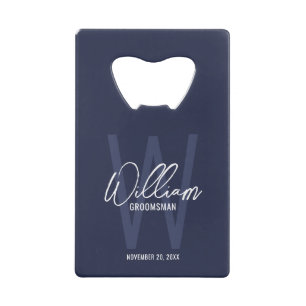 Navy Blue Script Personalised Groomsman's Name