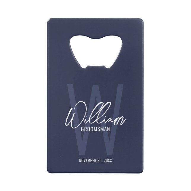Navy Blue Script Personalised Groomsman's Name (Front)