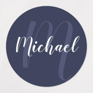 Navy Blue Script Personalised Monogram and Name