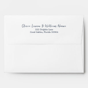 Navy Blue Script Return Address Envelope