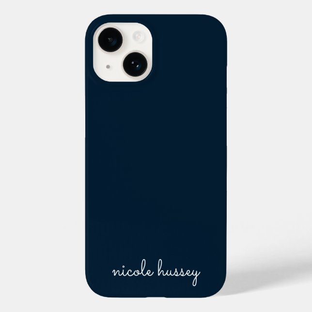 Navy Blue Script | Stylish Monogram Modern Case-Mate iPhone Case (Back)