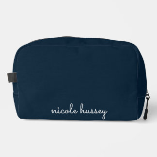 Navy Blue Script | Stylish Monogram Modern Dopp Kit
