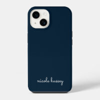Navy Blue Script | Stylish Monogram Modern