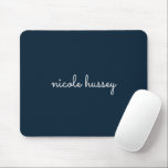 Navy Blue Script | Stylish Monogram Modern Mouse Pad<br><div class="desc">A simple stylish custom monogram design in an casual handwritten in striking monochrome navy blue and white. The monogram can easily be personalised to make a design as unique as you are! The perfect trendy gift or accessory for any occasion.</div>