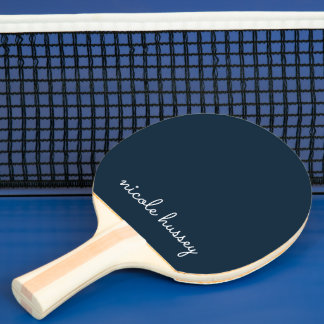 Navy Blue Script | Stylish Monogram Modern Ping Pong Paddle
