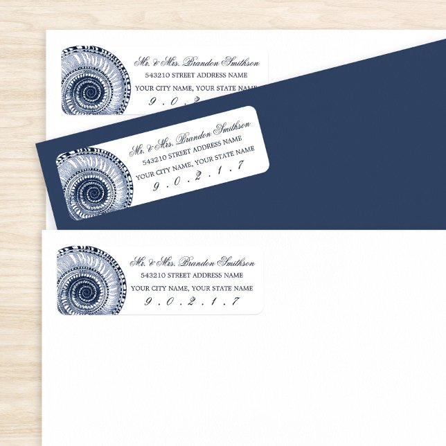 Navy Blue Sea Shell Address Label (Creator Uploaded)