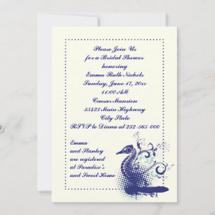 Navy blue seahorse on ivory wedding bridal shower invitation