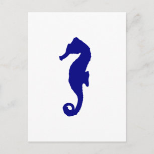 Navy Blue Seahorse Postcard