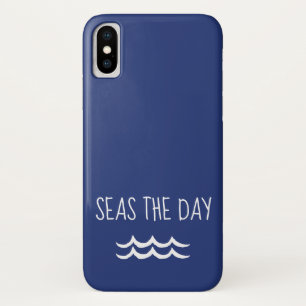 Navy Blue Seas the Day Waves Nautical Case-Mate iPhone Case
