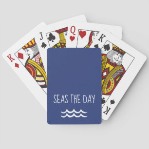 Navy Blue Seas the Day Waves Nautical Playing Cards