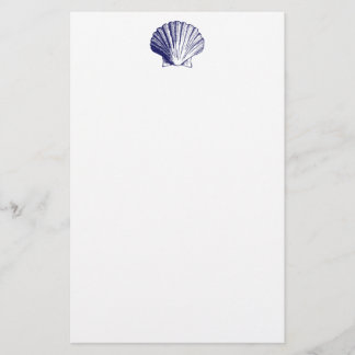 Navy Blue Seashell Stationery