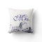 Navy Blue Seashells Mr. & Mrs. Pillow Set of Two