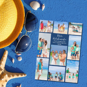 Navy Blue Seaside Photo Collage Beach Christmas Holiday Card