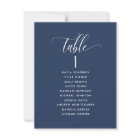 Navy Blue Seating Plan Cards with Guest Names